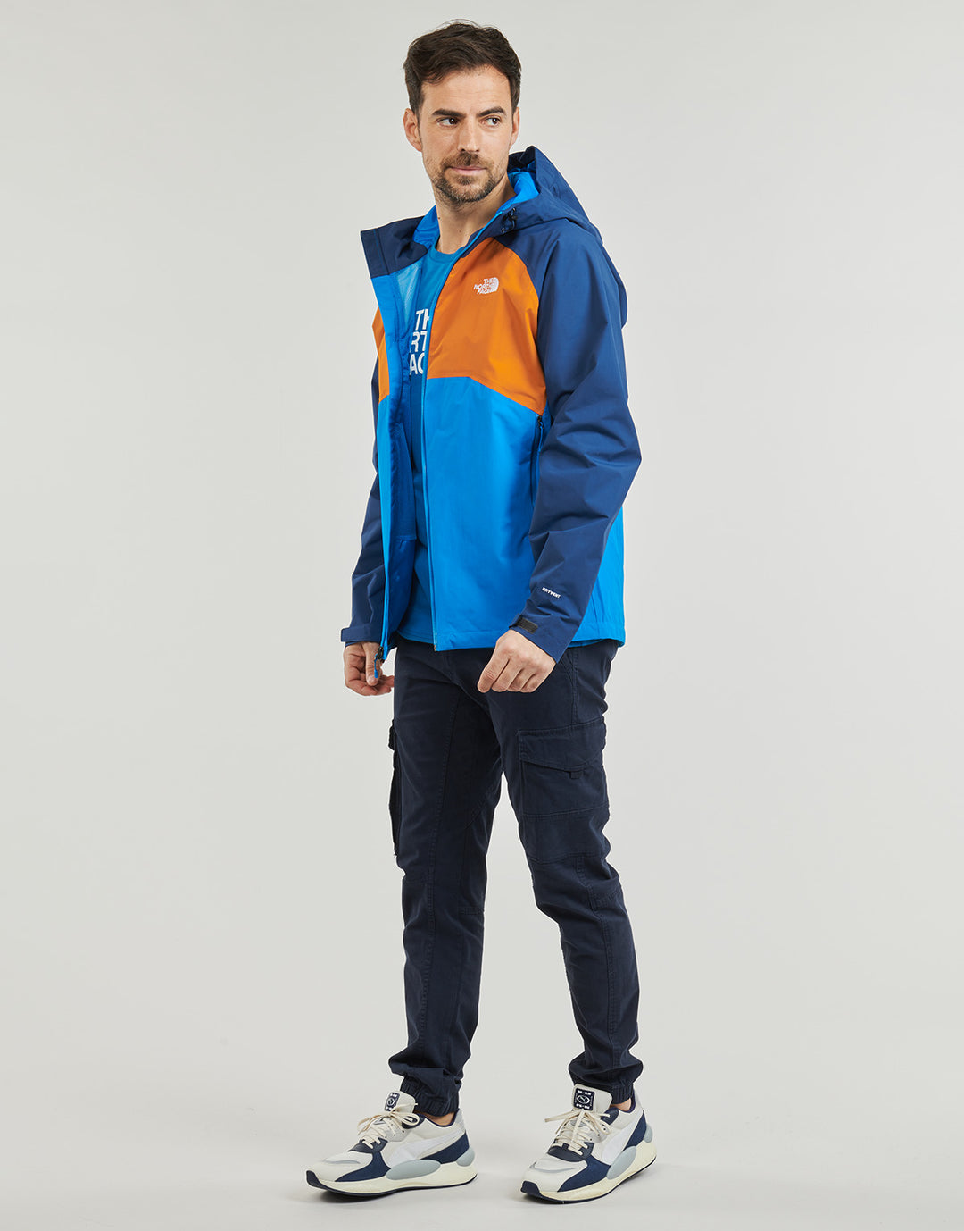 Mens Stratos Hooded Jacket (Navy/Blue/Orange)