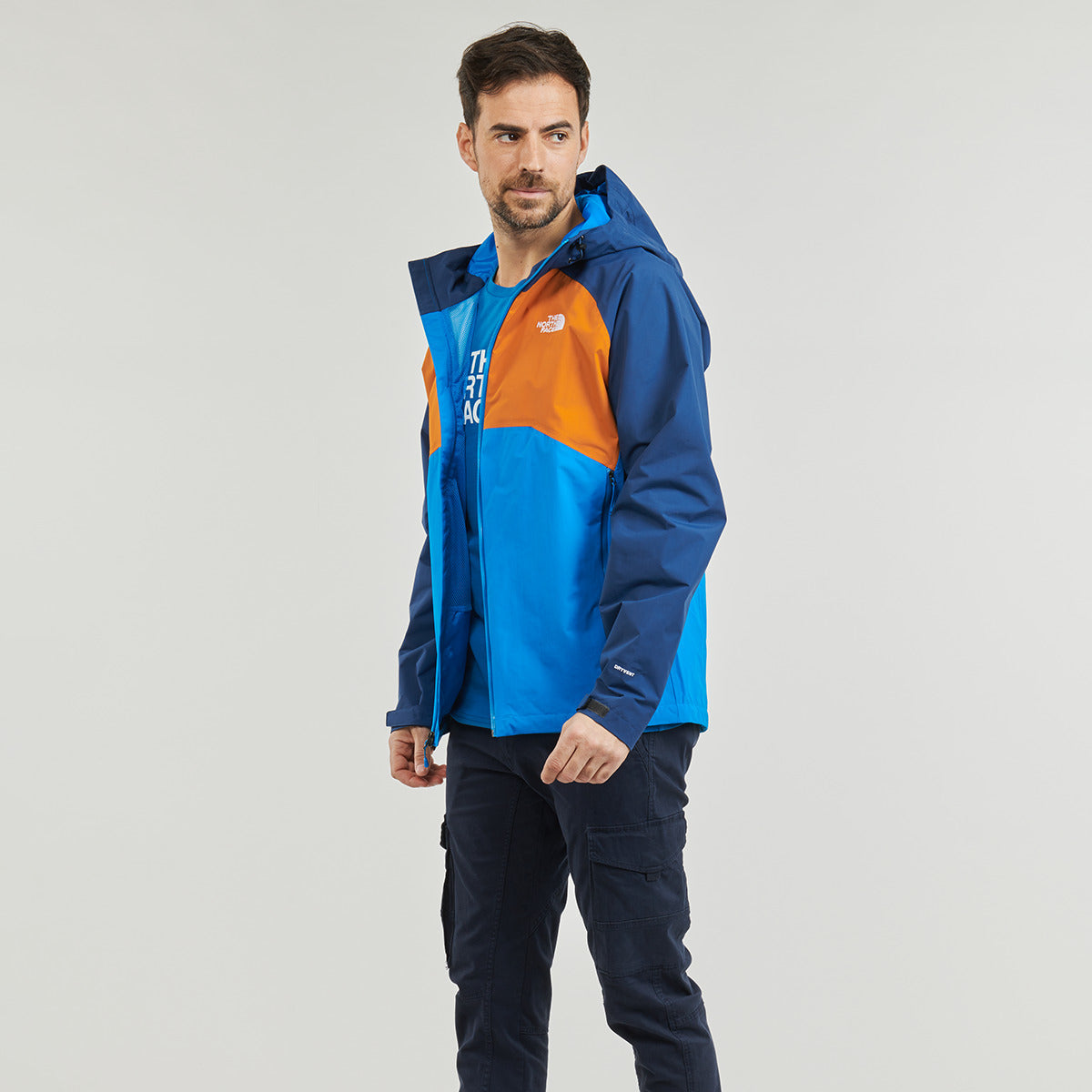 Mens Stratos Hooded Jacket (Navy/Blue/Orange)