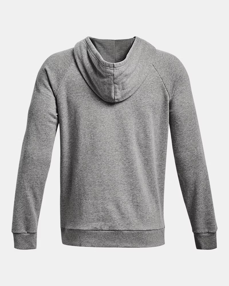 Mens UA Rival Fleece Hoodie (Castlerock Light Heather / White)