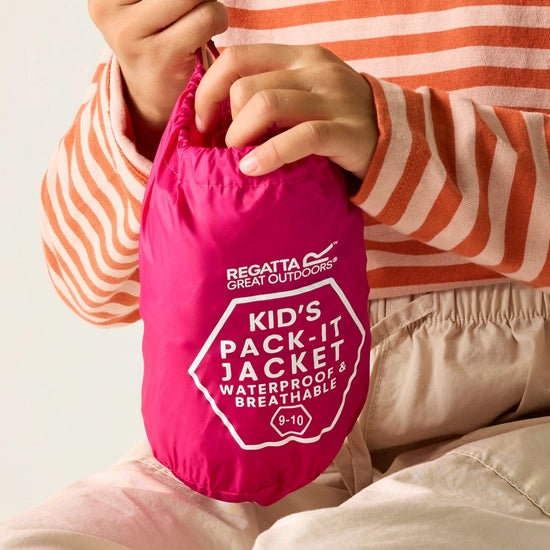 Girls Pack It Waterproof Packaway Jacket (Cabaret Pink)