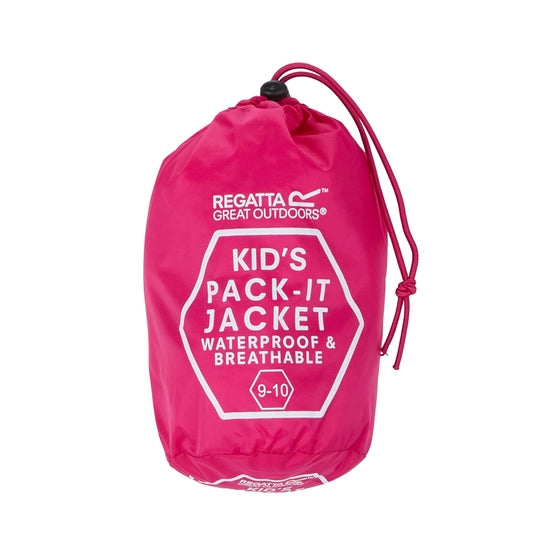 Girls Pack It Waterproof Packaway Jacket (Cabaret Pink)