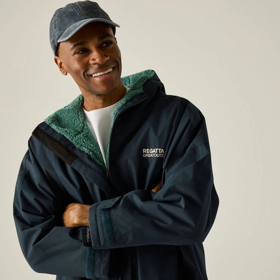 Adult Waterproof Changing Robe (Navy/Ivy Moss)