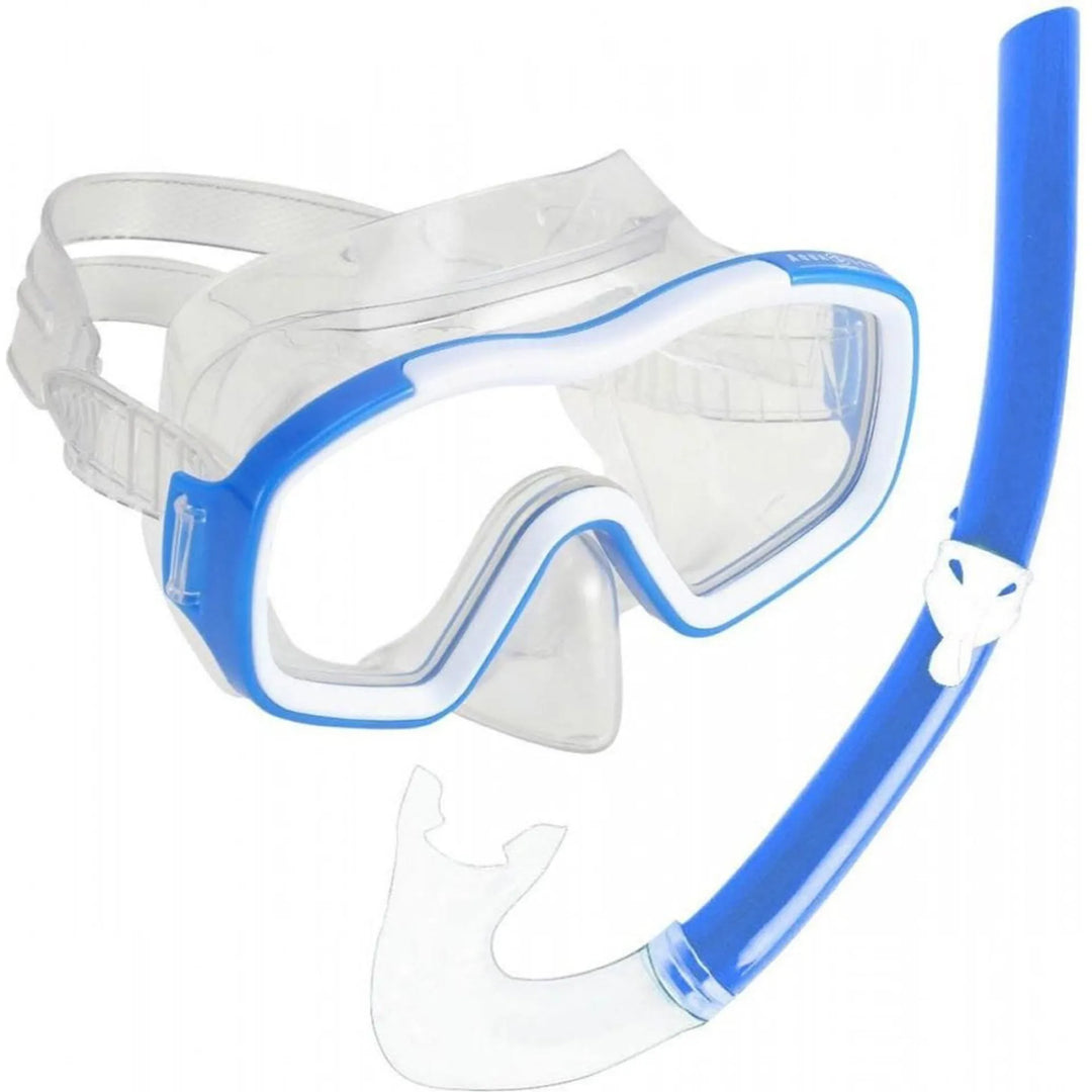 Racoon Junior Mask & Snorkel Set (Blue/White/Clear)