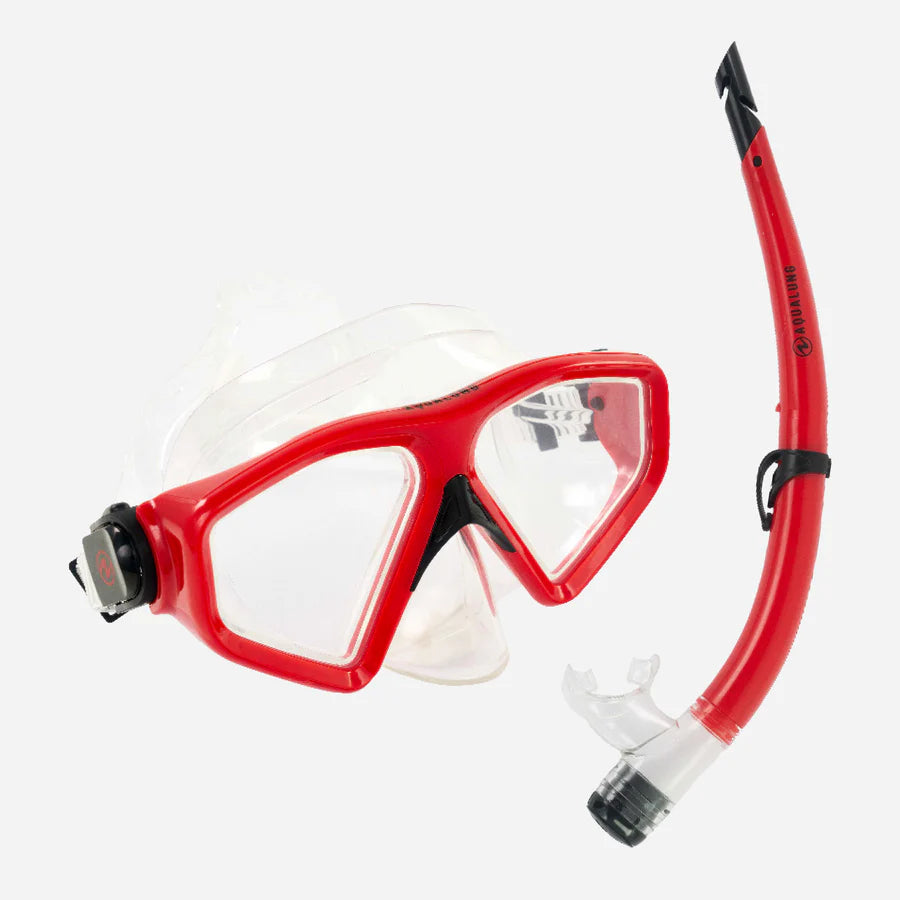 Saturn Adult Snorkel & Mask Set (Red/Clear)