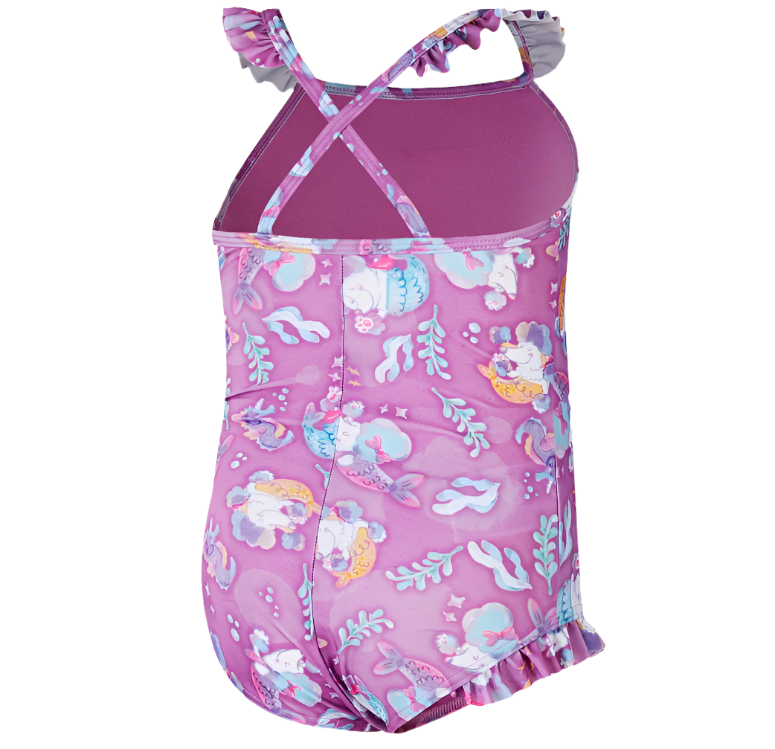 Girls Digital Frill Thinstrap Swimsuit (Pink)