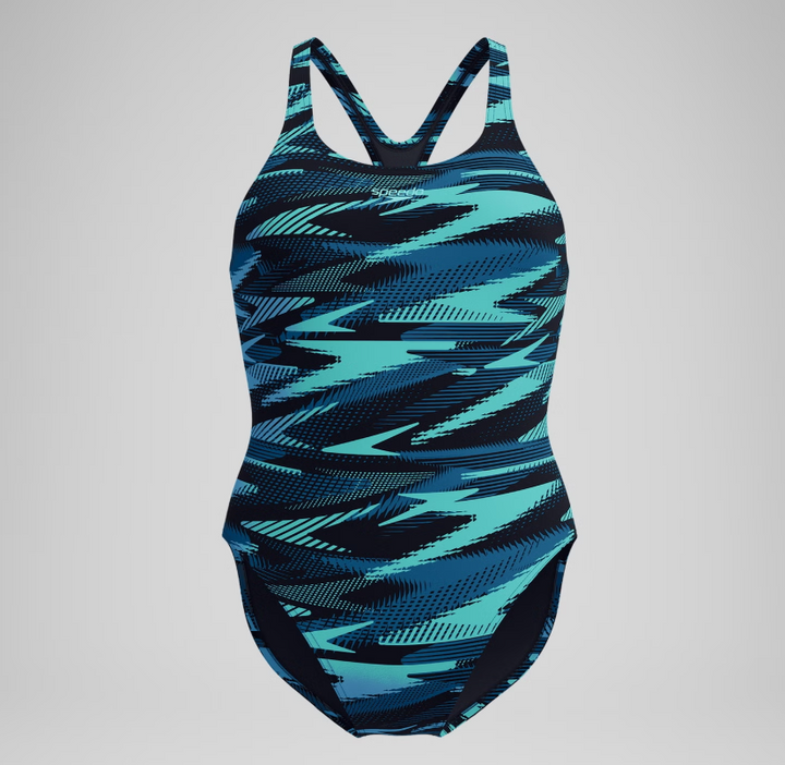 Womens HyberBoom Allover Medalist Swimsuit (DarkTeal/Green)