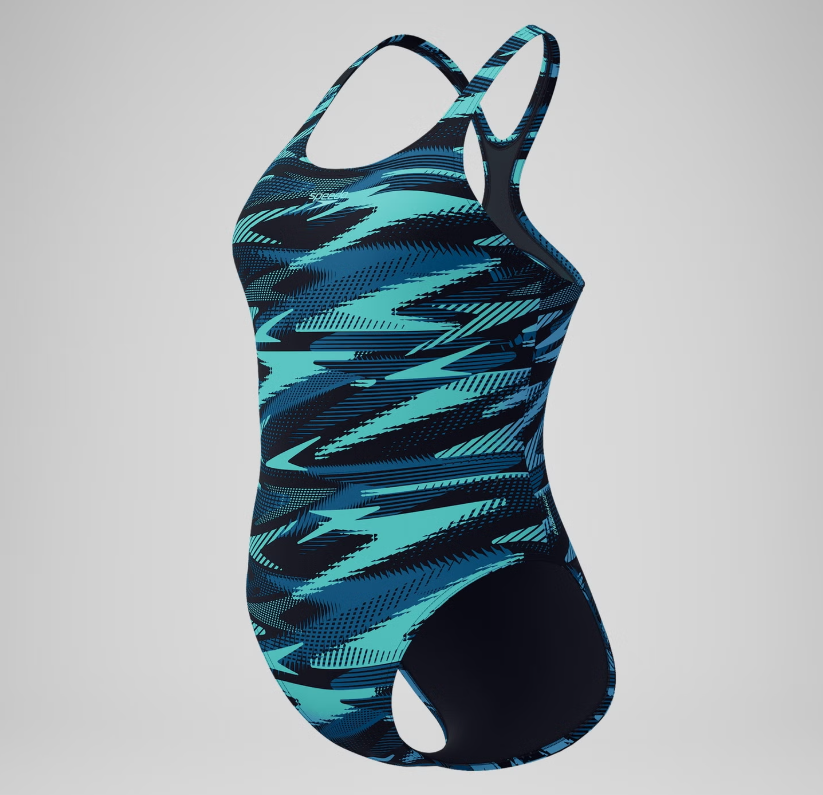 Womens HyberBoom Allover Medalist Swimsuit (DarkTeal/Green)