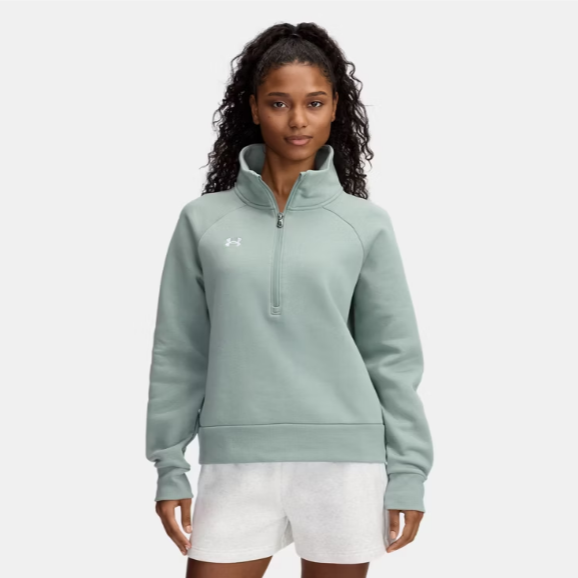 Womens UA Rival Fleece ½ Zip (Silica Green)