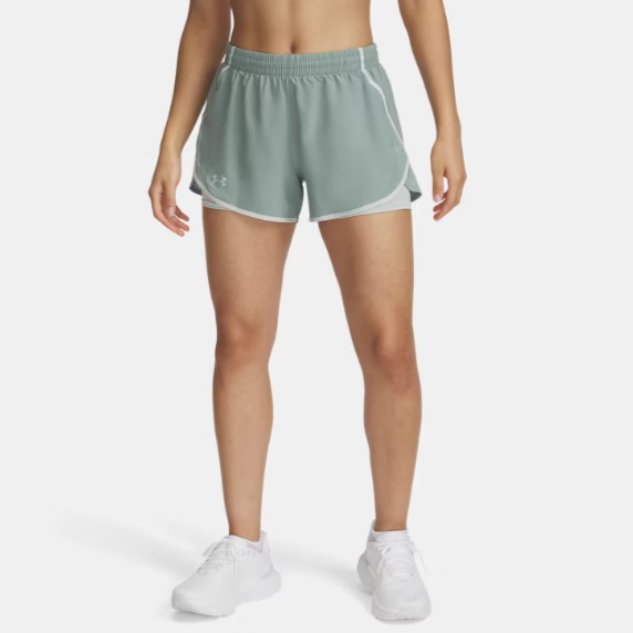 Womens Fly-By 2-in-1 Shorts (Silica Green/Hydro Green)
