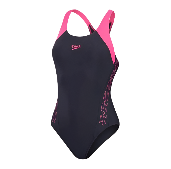 Womens HyberBoom Splice Racerback Swimsuit (Black/Pink)