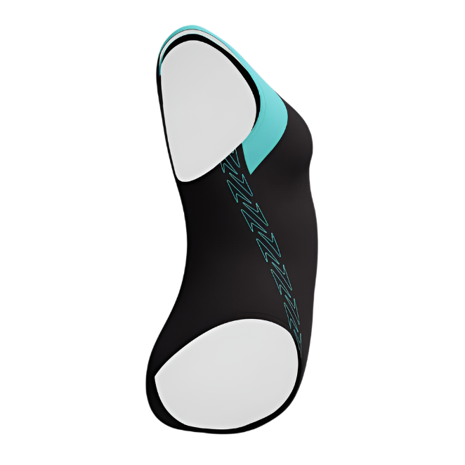 Womens Hyperboom Splice Racerback Swimsuit (Black/Turquoise)