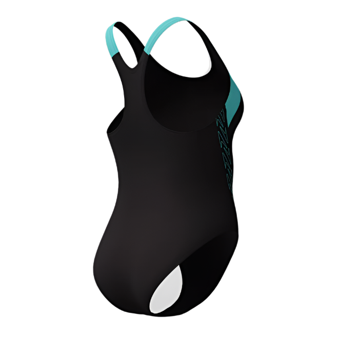 Womens Hyperboom Splice Racerback Swimsuit (Black/Turquoise)