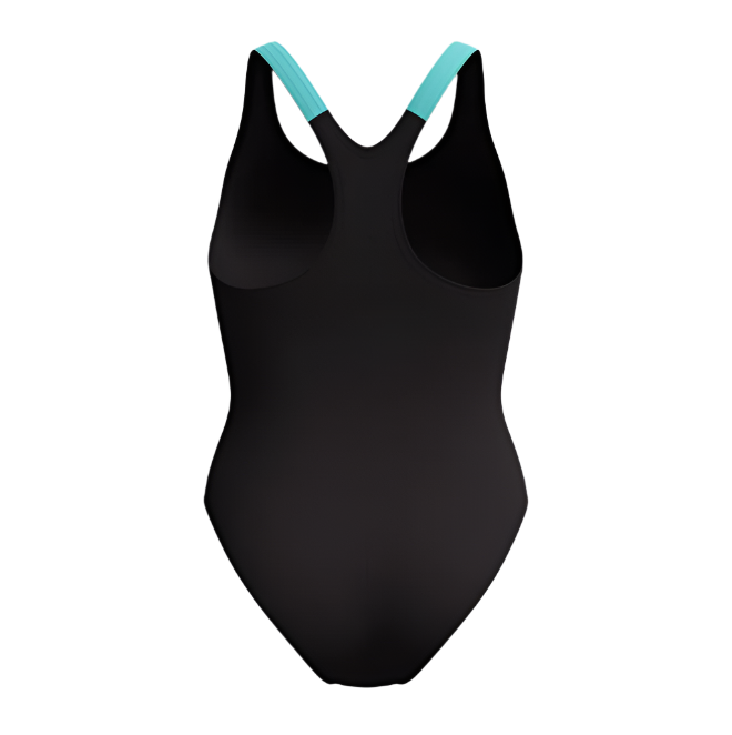 Womens Hyperboom Splice Racerback Swimsuit (Black/Turquoise)