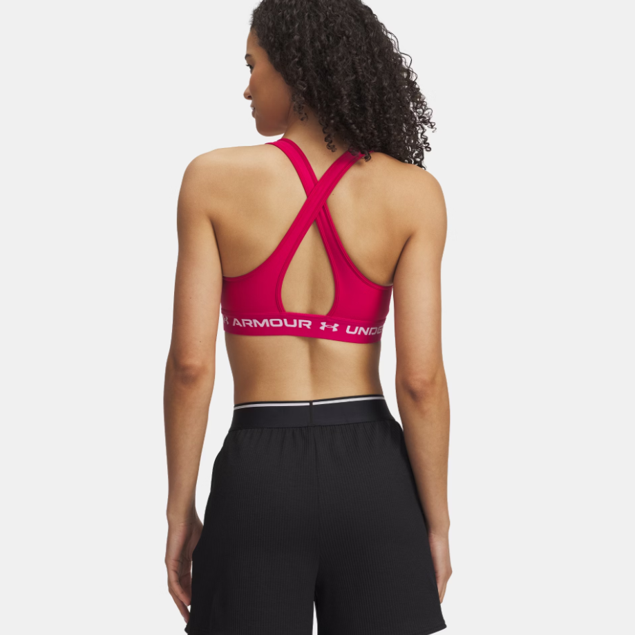 Womens Crossback Mid Sports Bra (Fuschia)