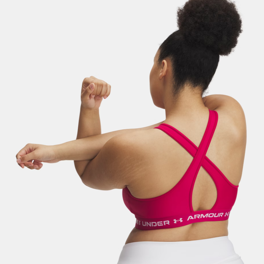 Womens Crossback Mid Sports Bra (Fuschia)