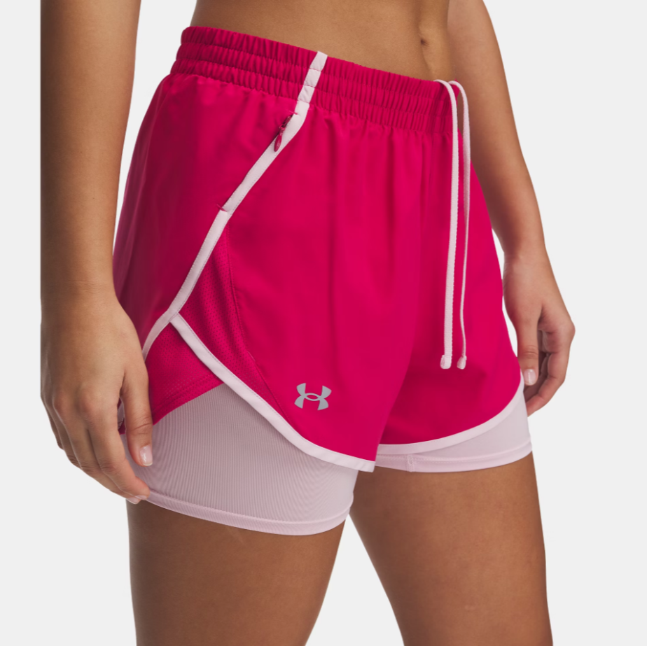 Womens Fly-By 2-in-1 Shorts (Fuschia/Prime Pink)