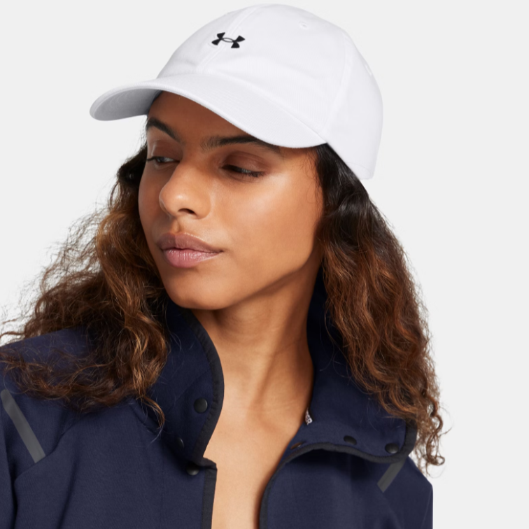 Womens UA Drive Low Adjustable Cap (White/Midnight Navy)