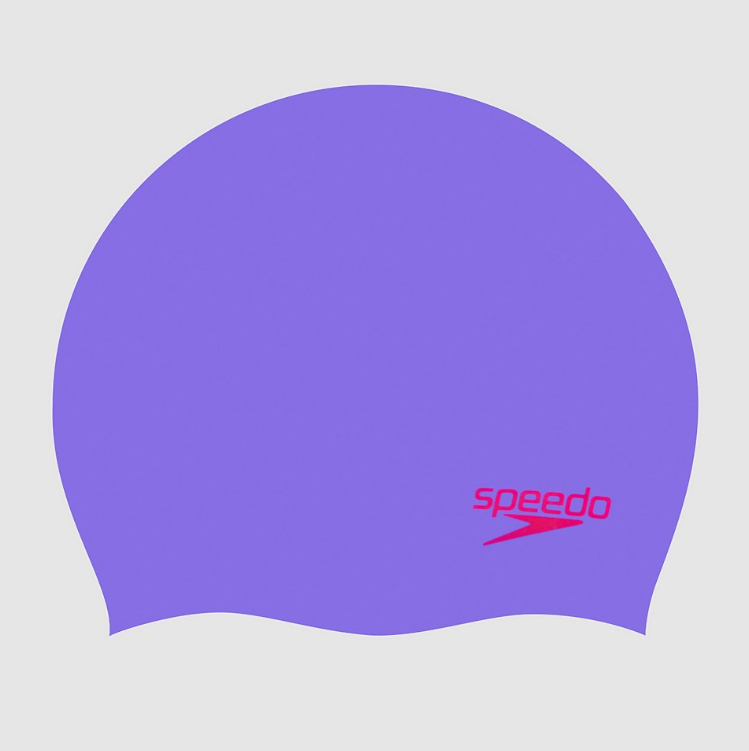 Junior Plain Moulded Silicone Swim Cap (Purple/Pink)
