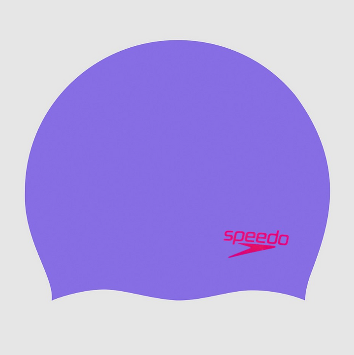 Junior Plain Moulded Silicone Swim Cap (Purple/Pink)
