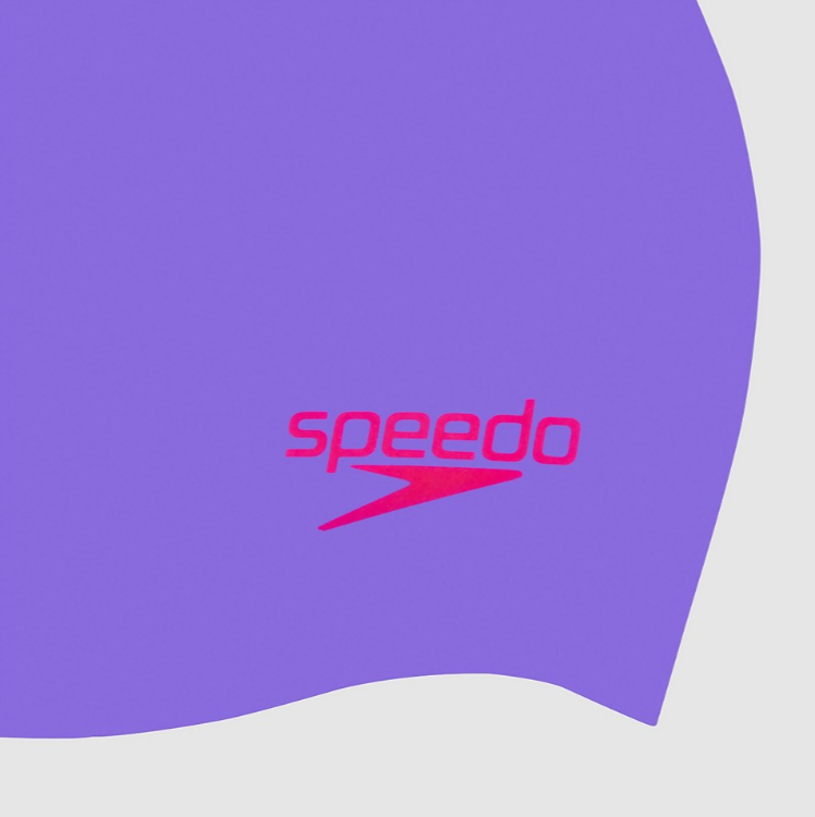 Junior Plain Moulded Silicone Swim Cap (Purple/Pink)