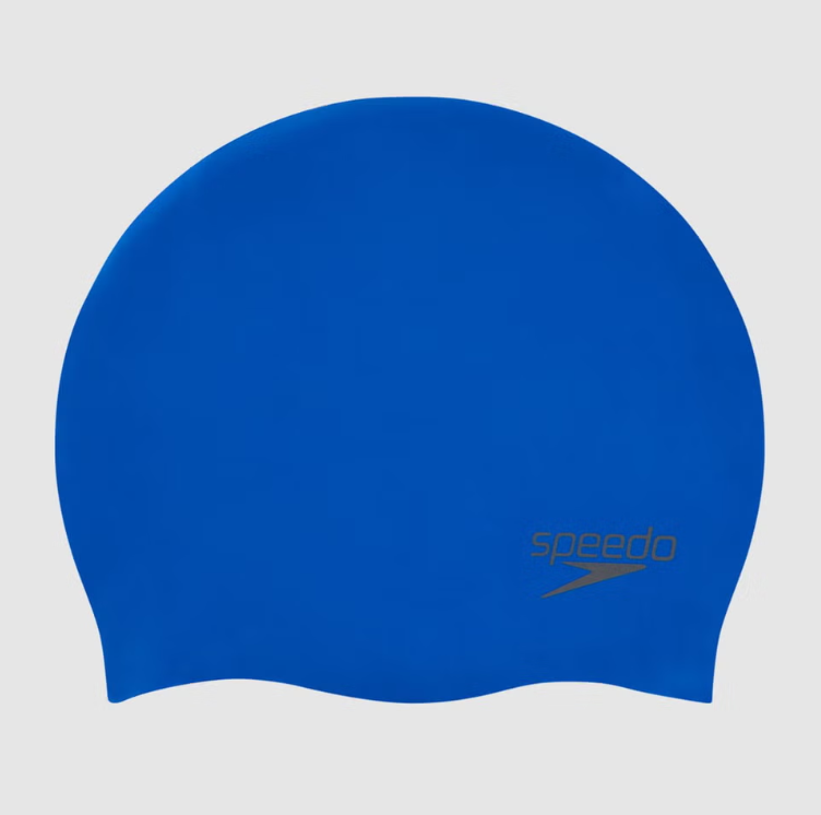 Adult Plain Moulded Silicone Swim Cap (Blue)