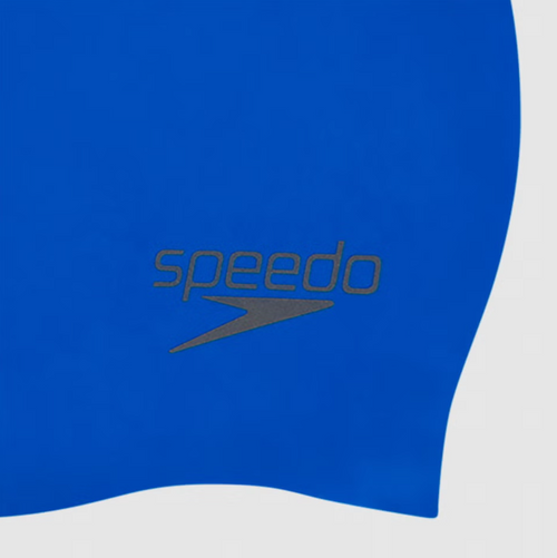 Adult Plain Moulded Silicone Swim Cap (Blue)