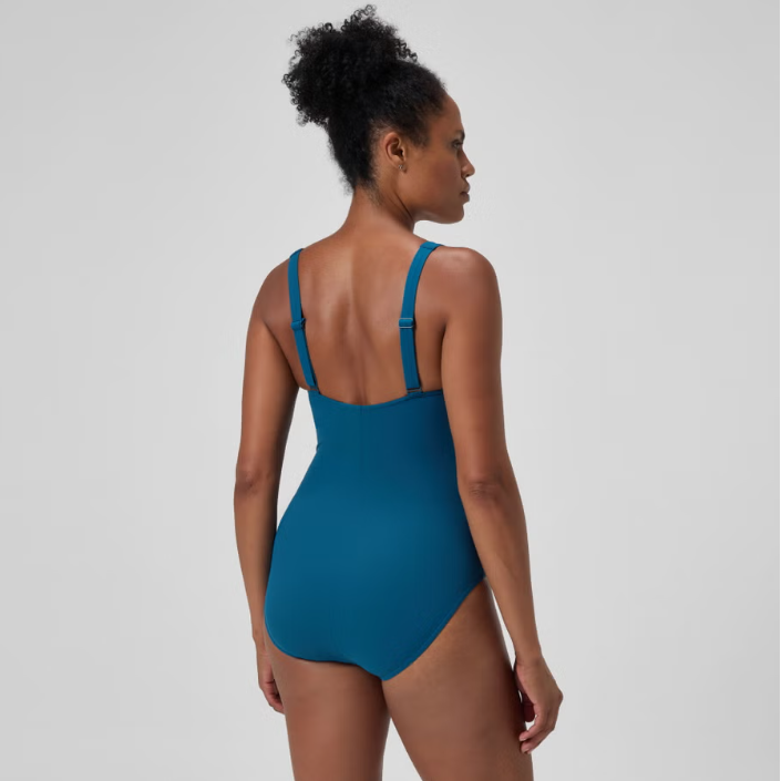 Women's Shaping Printed Splice Swimsuit (Teal/Green)
