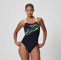 Womens Medley Logo Swimsuit (Black/Light Green)