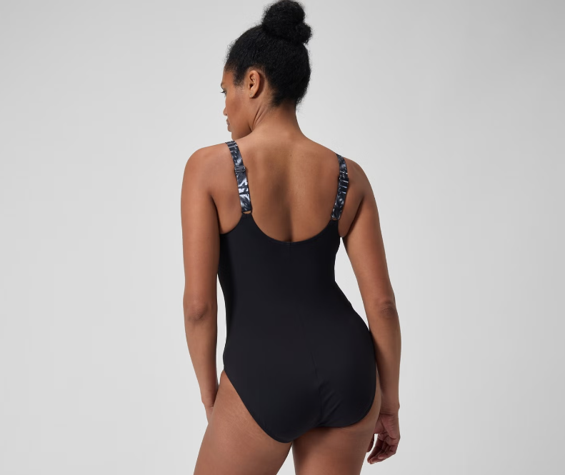 Women's Shaping Printed Splice Swimsuit (Black/Grey)