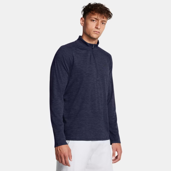 Mens Tech Textured 1/2 Zip (Midnight Navy/Black)
