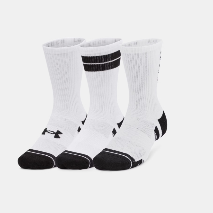 UA Performance Tech Crew Sock (White/Black)