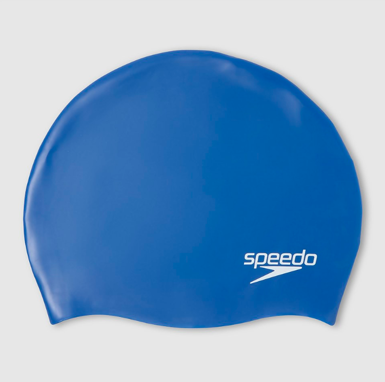 Junior Plain Moulded Silicone Swim Cap (Blue)