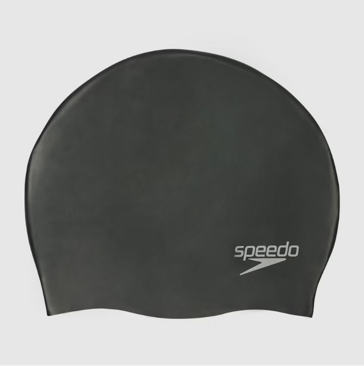Adult Plain Moulded  Silicone Swim Cap (Black)