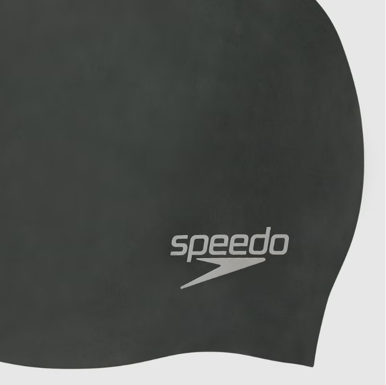 Adult Plain Moulded  Silicone Swim Cap (Black)