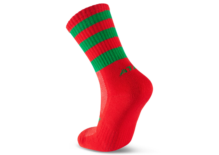 Shox Mid-Leg Football Socks (Red/Green)