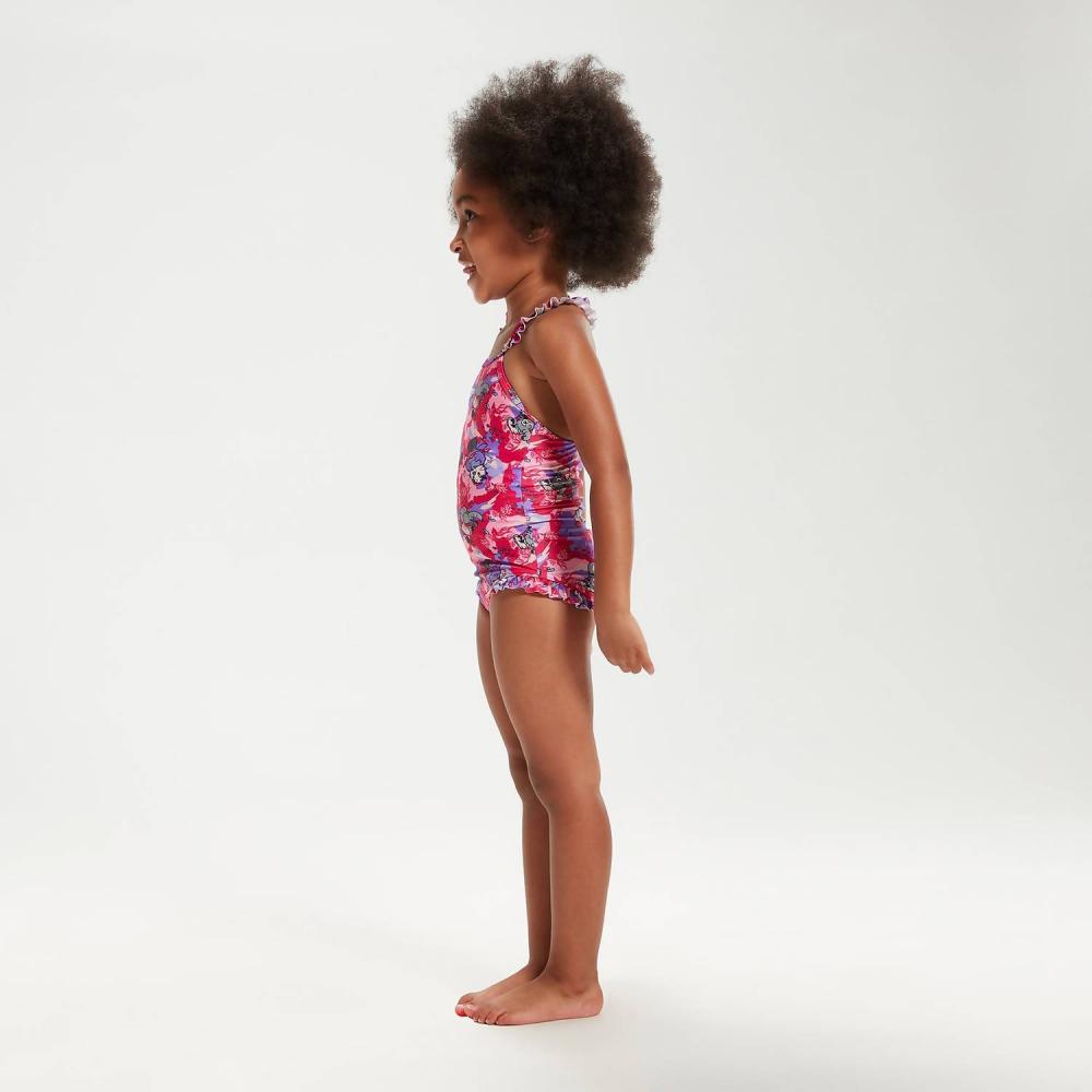 Girls Digi frill Swimsuit (Pink/Purple)