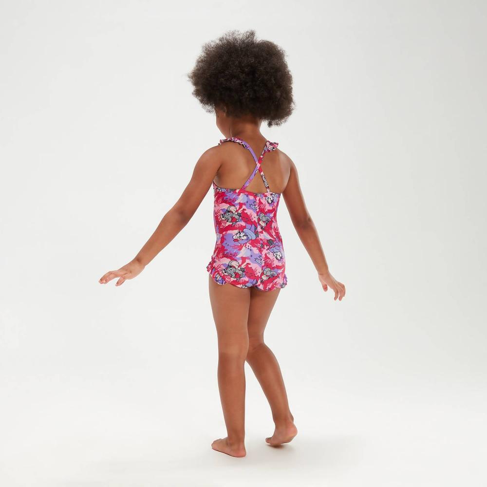 Girls Digi frill Swimsuit (Pink/Purple)