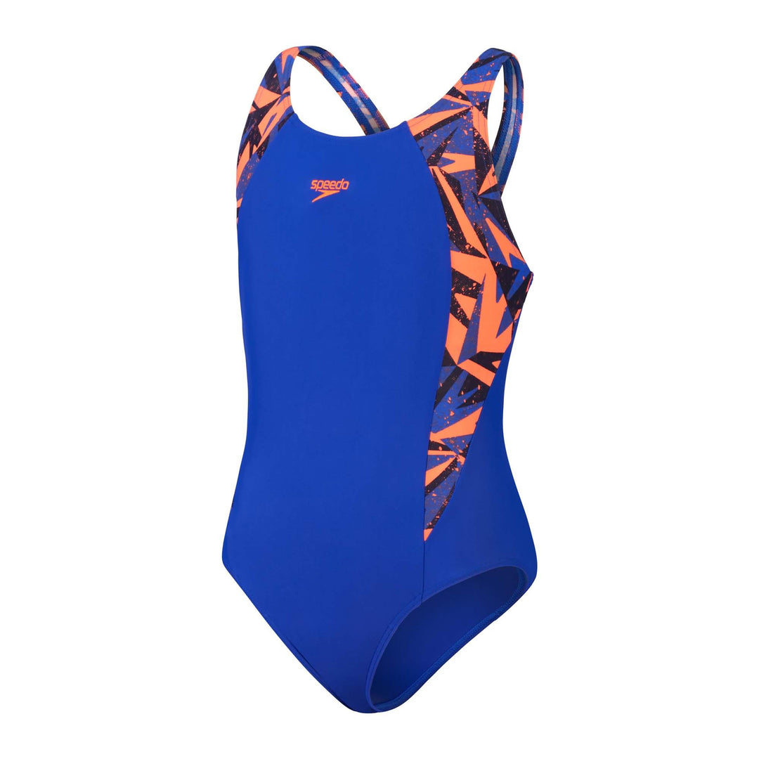 Girls Hyperboom Placement Flyback Swimsuit (Blue/Orange)