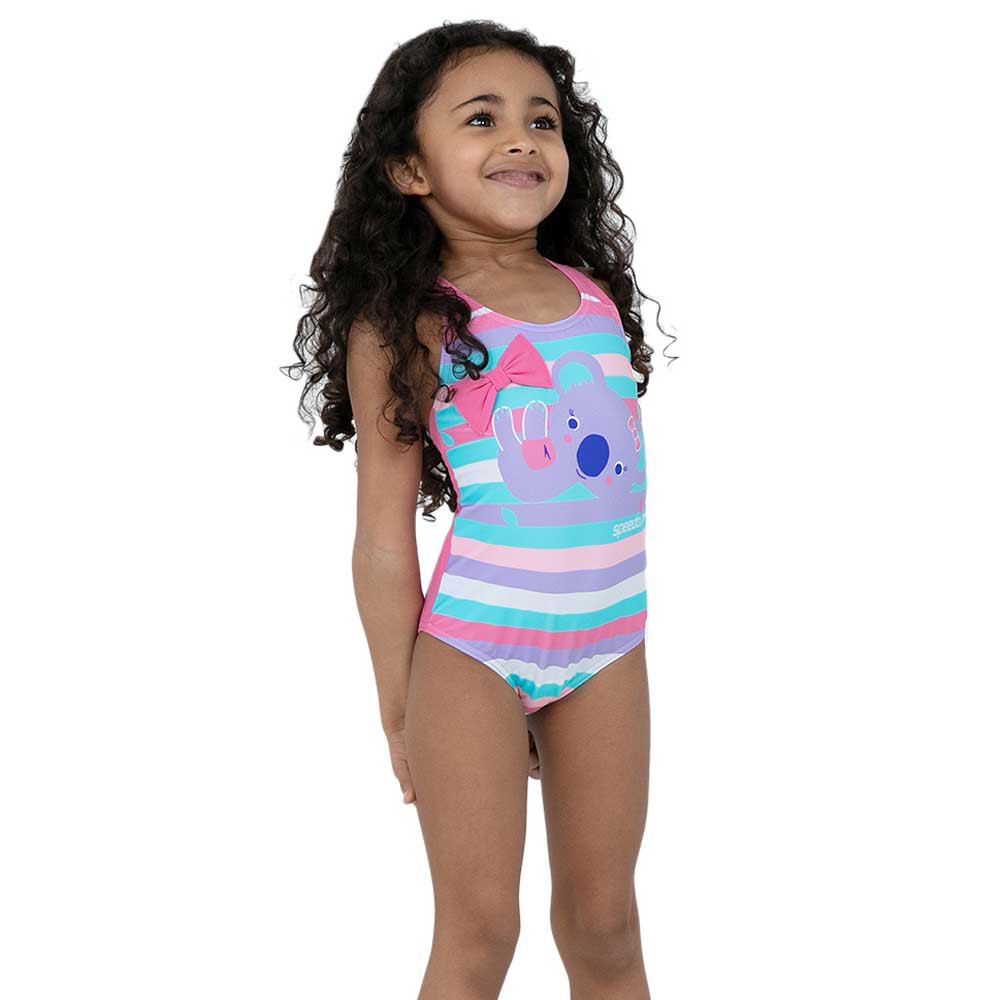 Girls Koala Crossback Swimsuit (Pink/Purple)