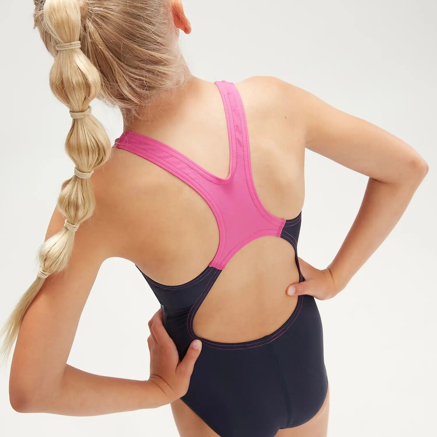Girls Digital Placement Splashback Swimsuit (Navy/Pink)