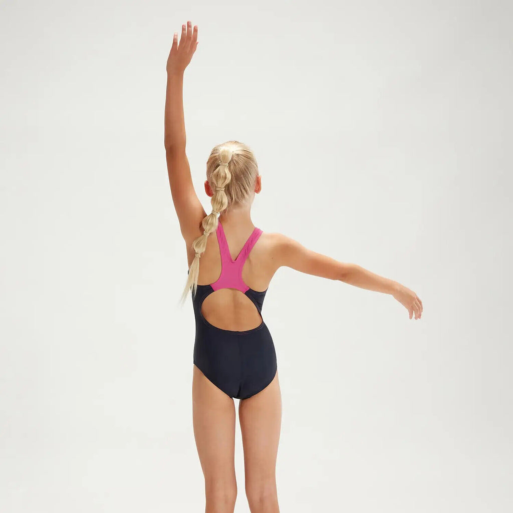 Girls Digital Placement Splashback Swimsuit (Navy/Pink)