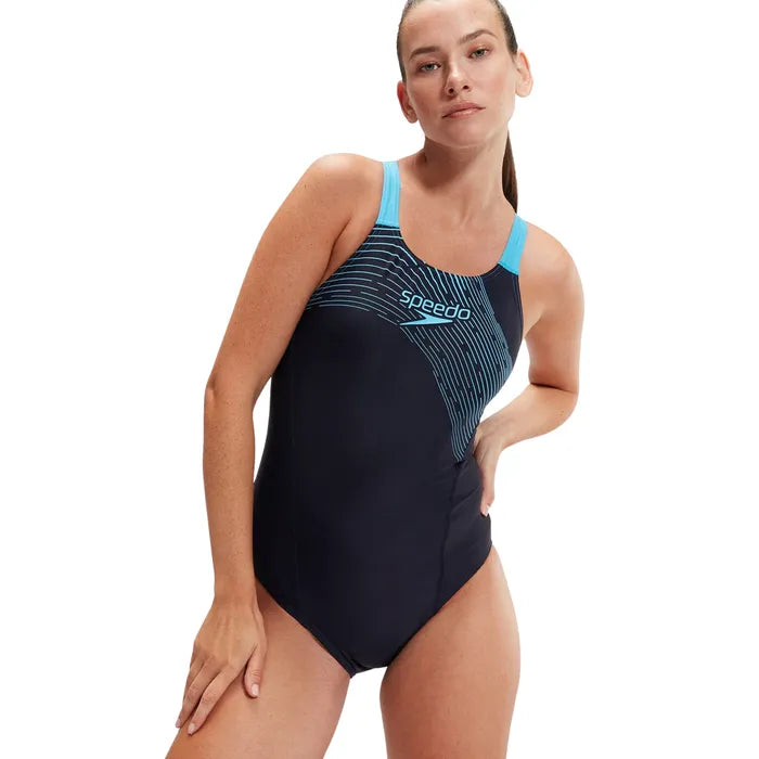 Womens Medley Logo Swimsuit (Navy/Blue)