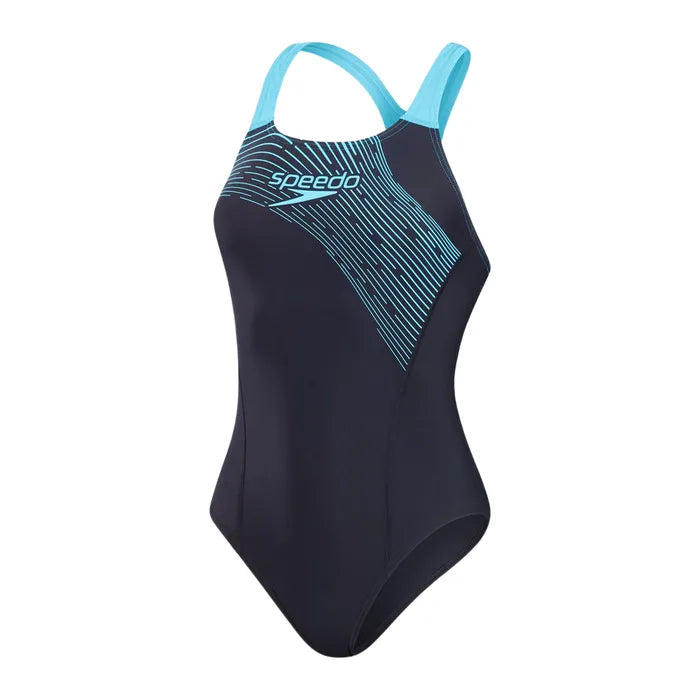 Womens Medley Logo Swimsuit (Navy/Blue)