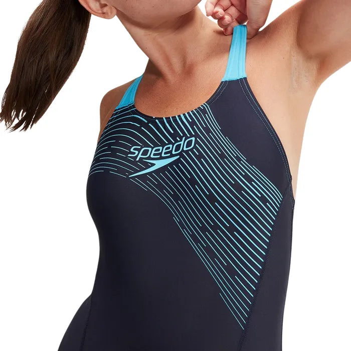 Womens Medley Logo Swimsuit (Navy/Blue)