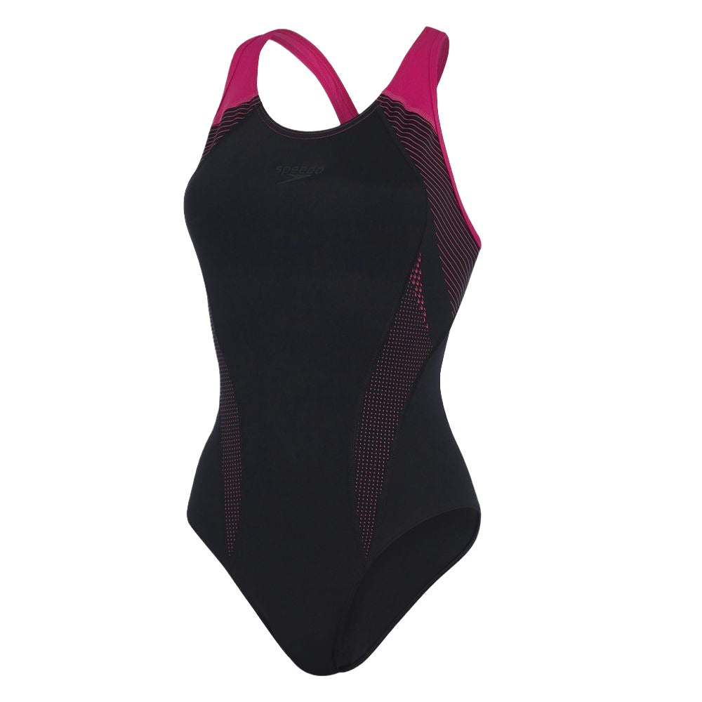 Womens Placement Laneback Swimsuit (Black/Pink)