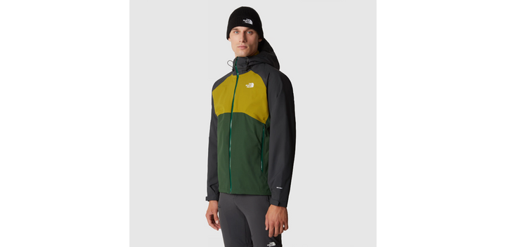 Mens Stratos Hooded Jacket (Pine Needle-Sulphur Moss-Asphalt Grey)