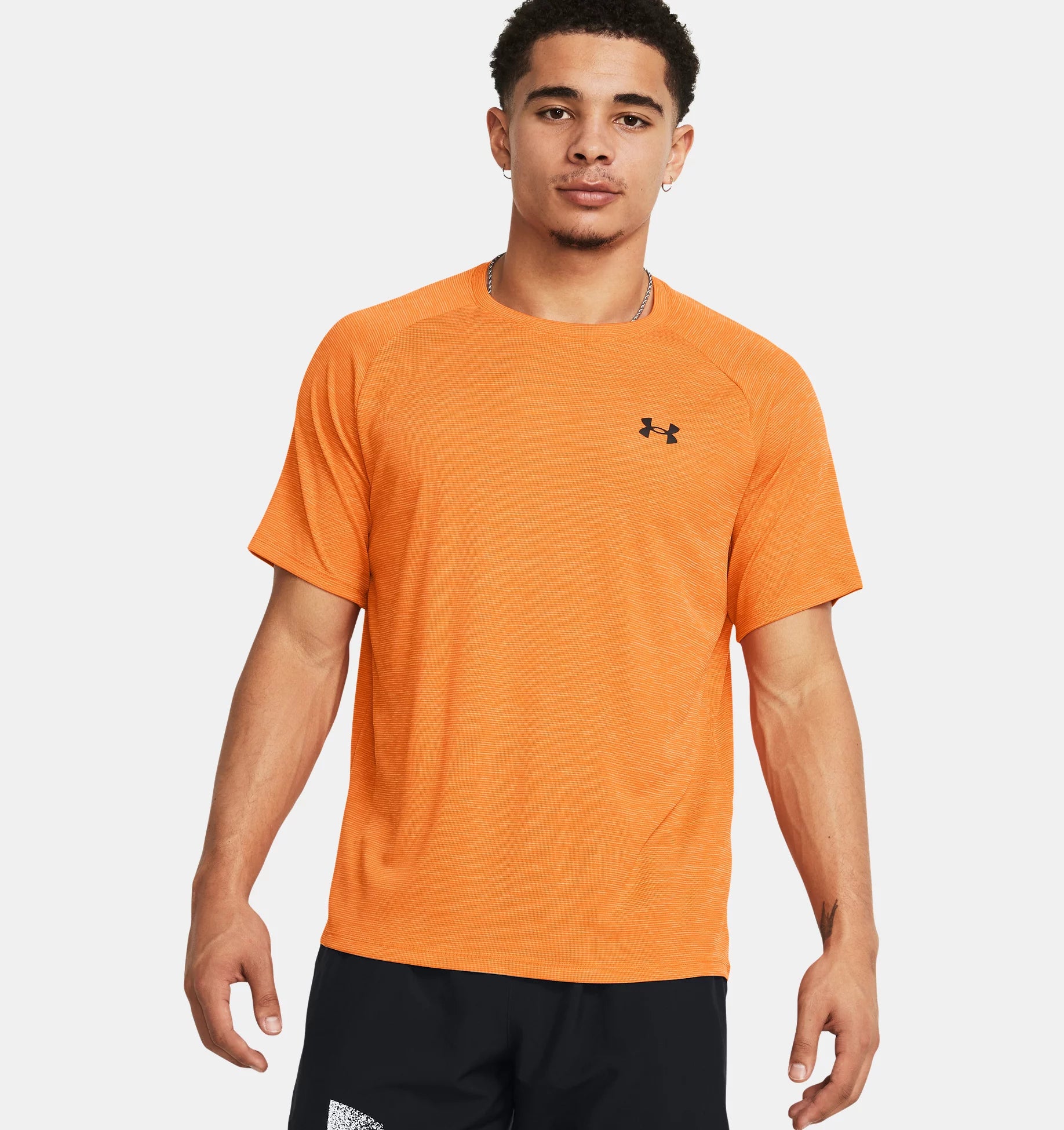 Mens Tech Textured T-Shirt (Orange)