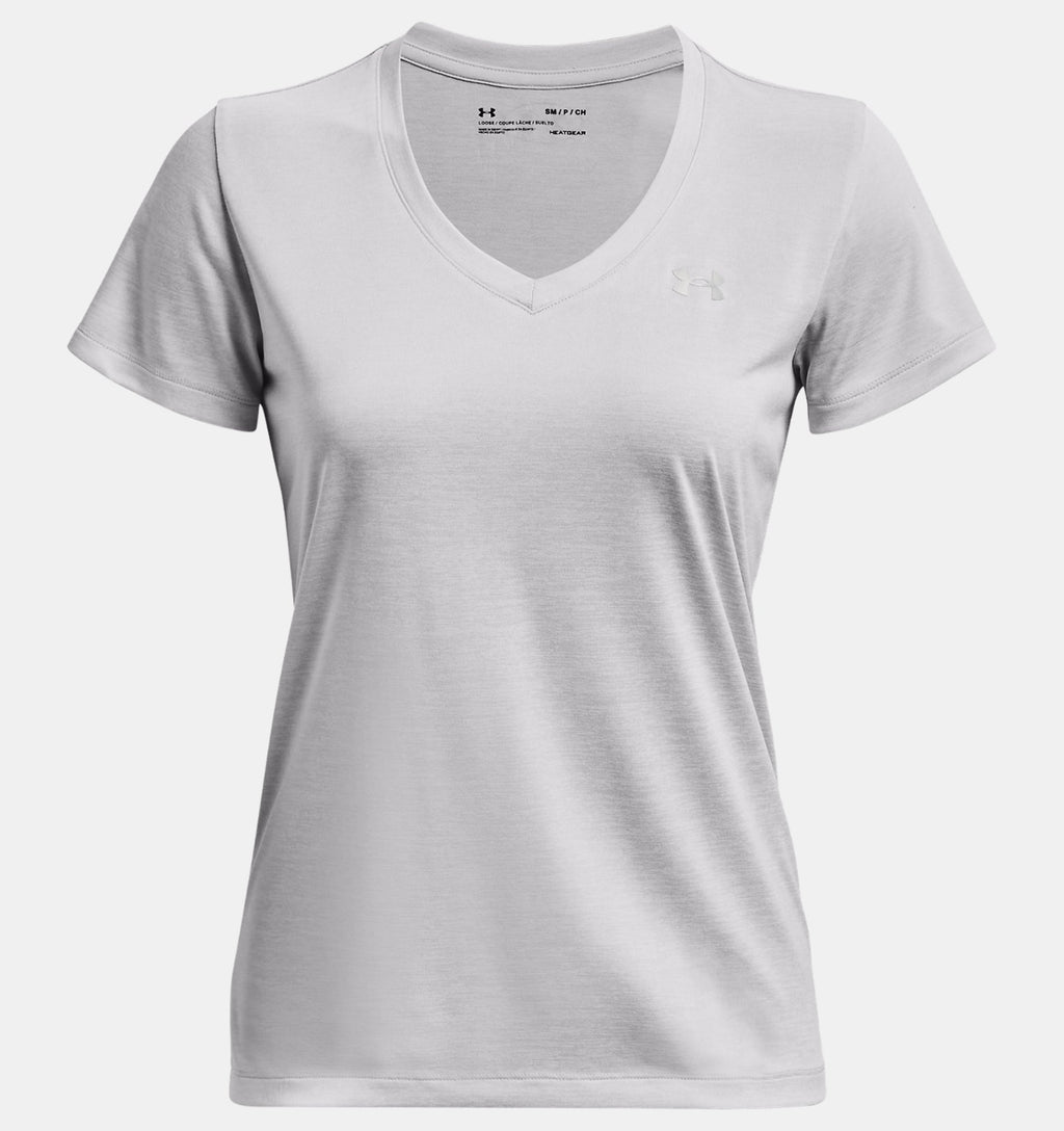 Womens Tech V Neck Twist T-Shirt (Light Grey)