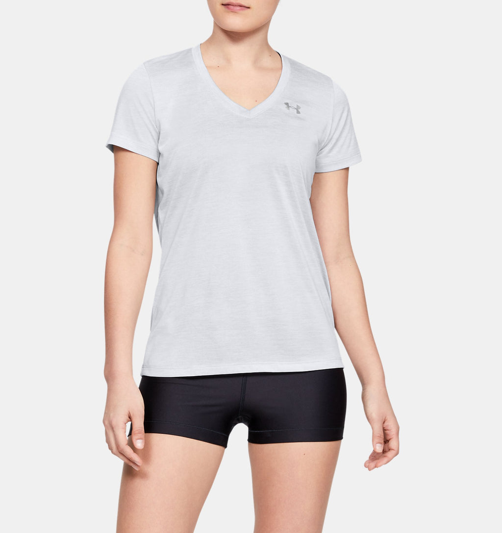 Womens Tech V Neck Twist T-Shirt (Light Grey)