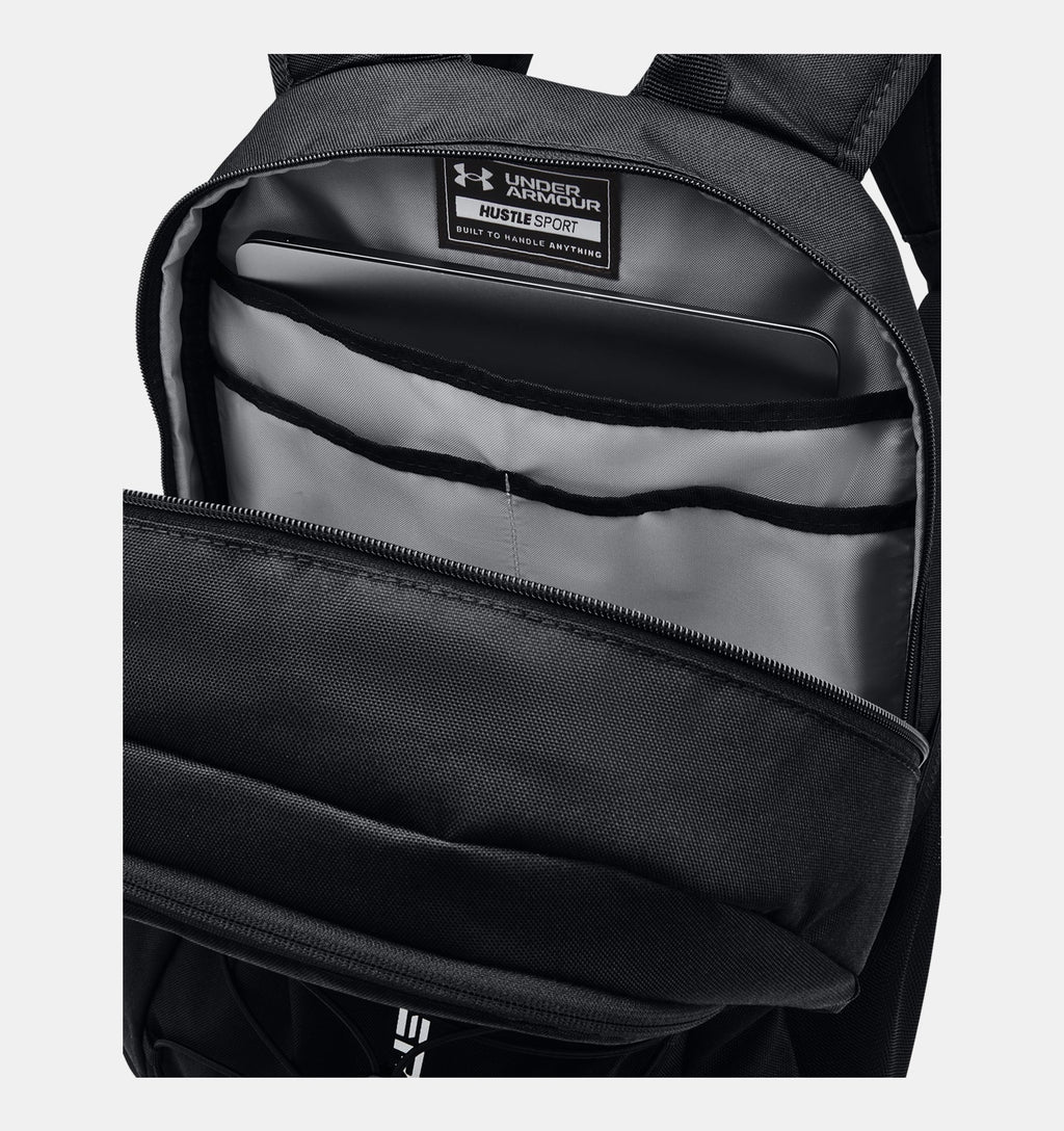 UA Hustle Sport Backpack (Black/Silver)